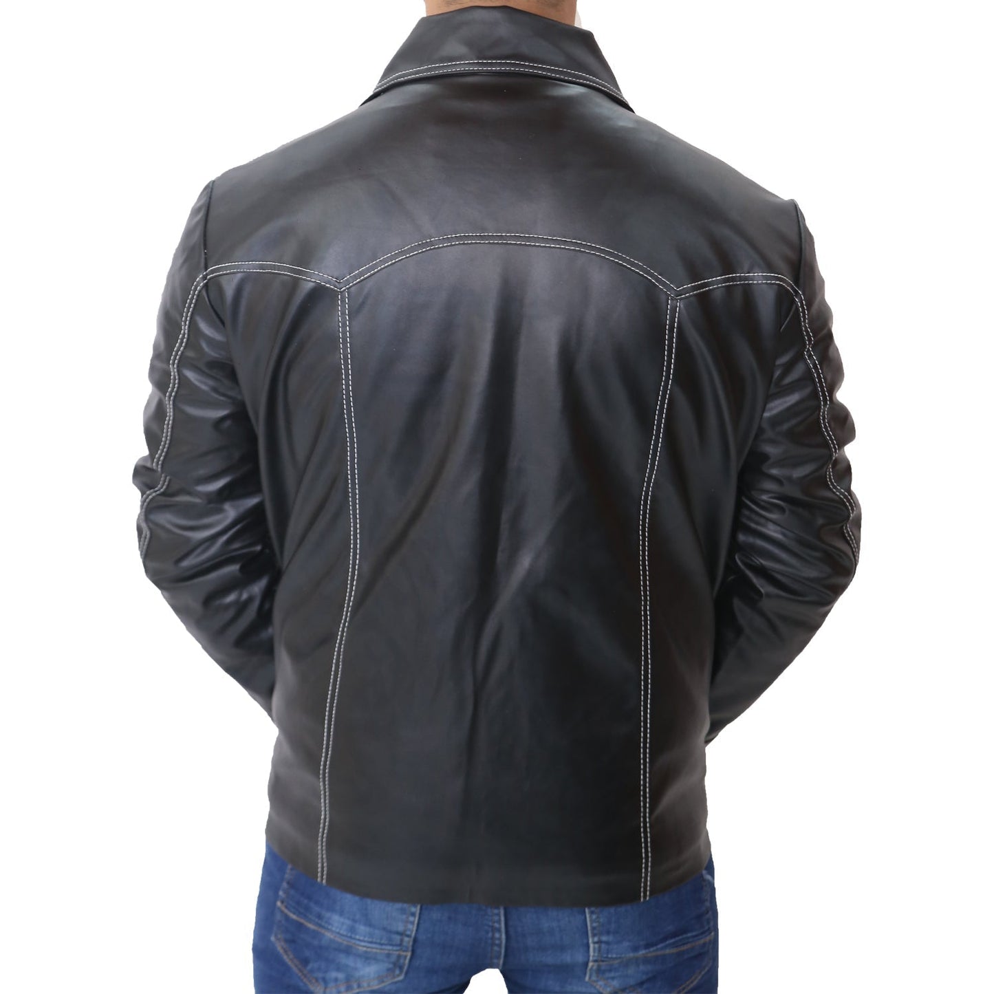 Brad Pitt Fight Club Black Leather Jacket