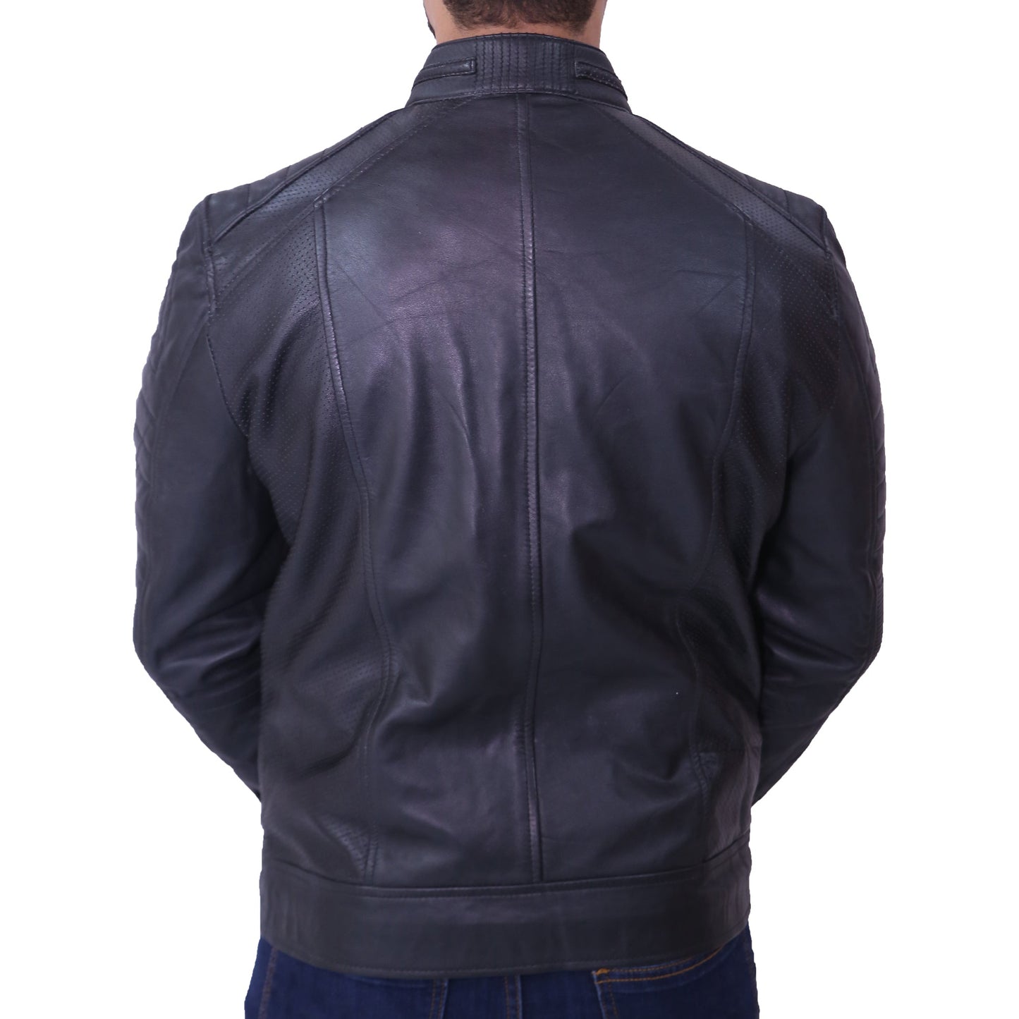 Mens Cafe Racer Black Leather Jacket