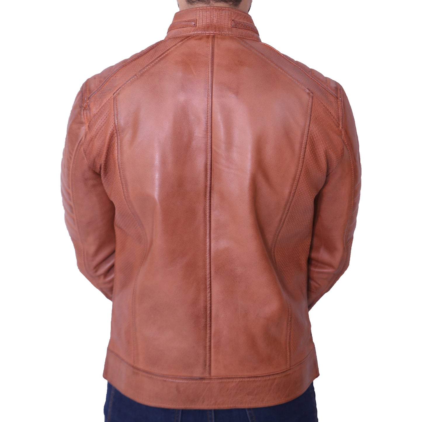 Mens Cafe Racer Brown Leather Jacket