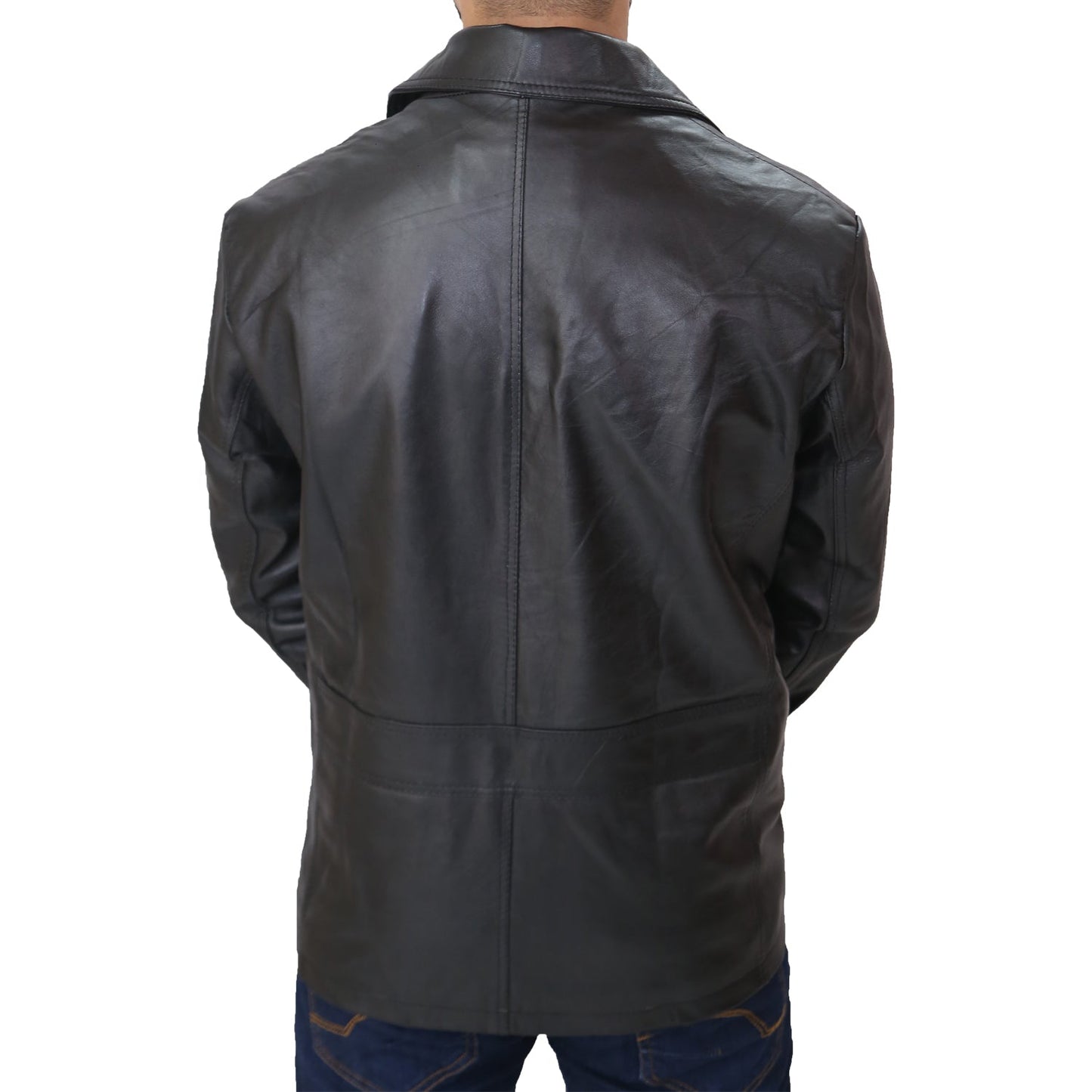 Men's Black Leather Blazer