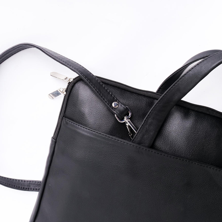 The Founder Ultra Slim Leather Laptop Bag-Black - Image 7
