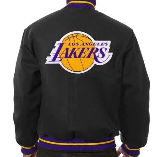 Black Los Angeles Lakers jacket with logo on the back