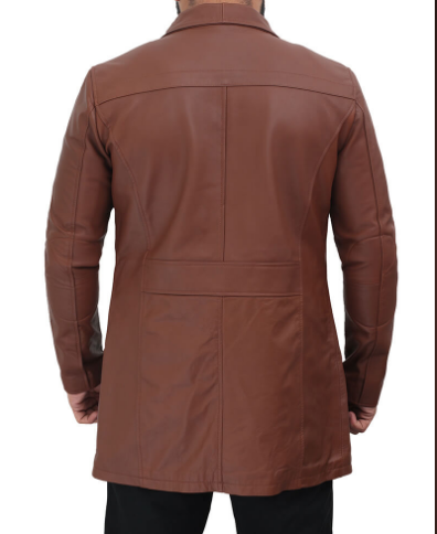 Bristol Men's Brown Leather Car Coat