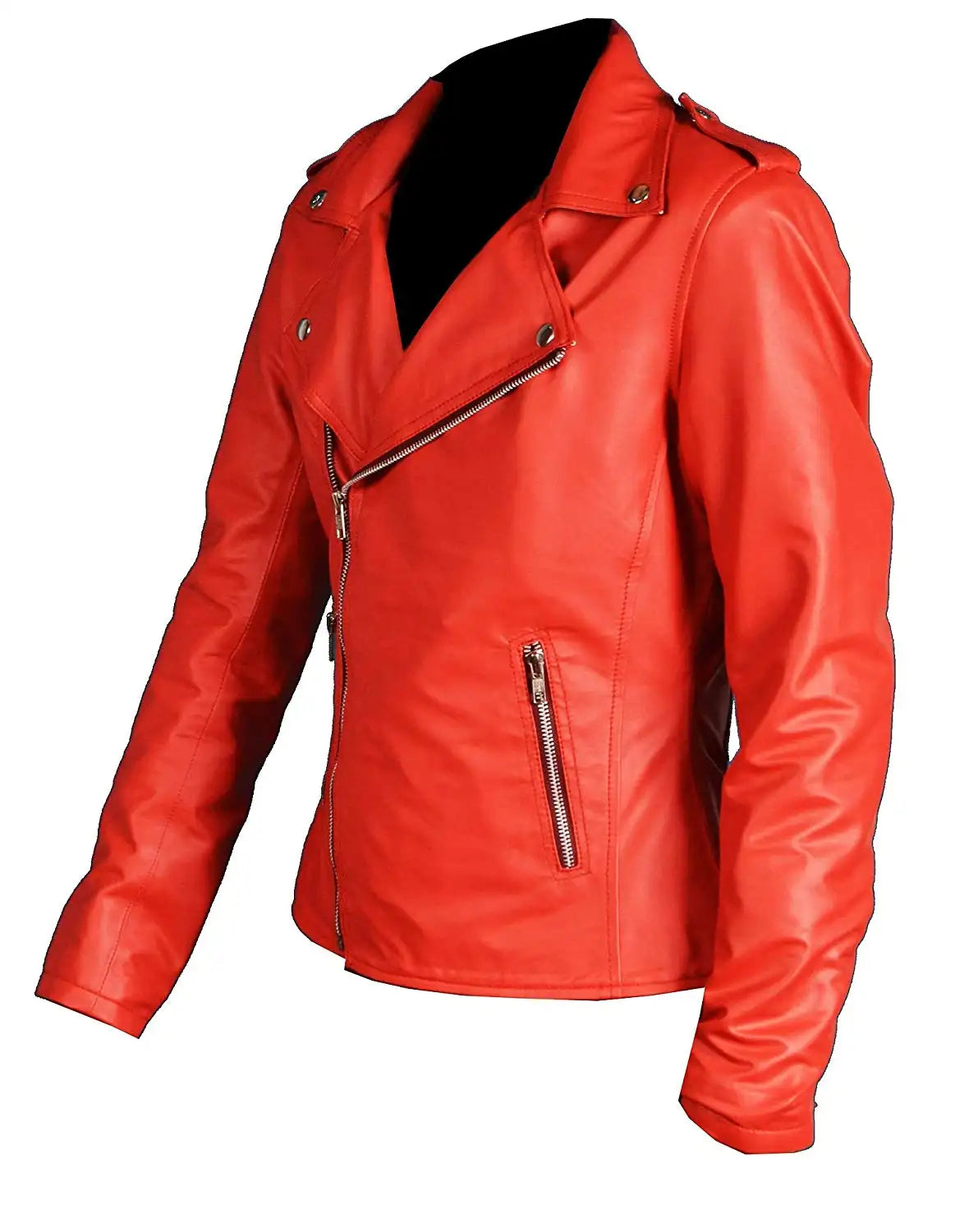Side view of Red Women Riverdale Southside Serpent Red Leather Jacket