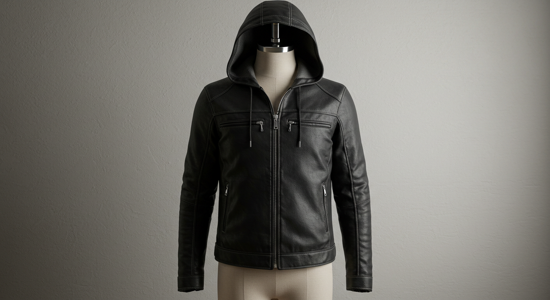 Men's Leather Jacket With Hood