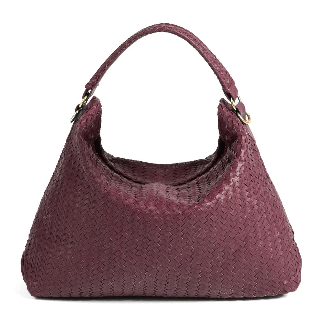 Handmade Woven Original Burgundy Leather Bag - Image 1