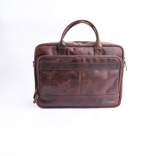 Everyday Companion Leather Laptop Bag-Vintage Midnight Brown - Image 1