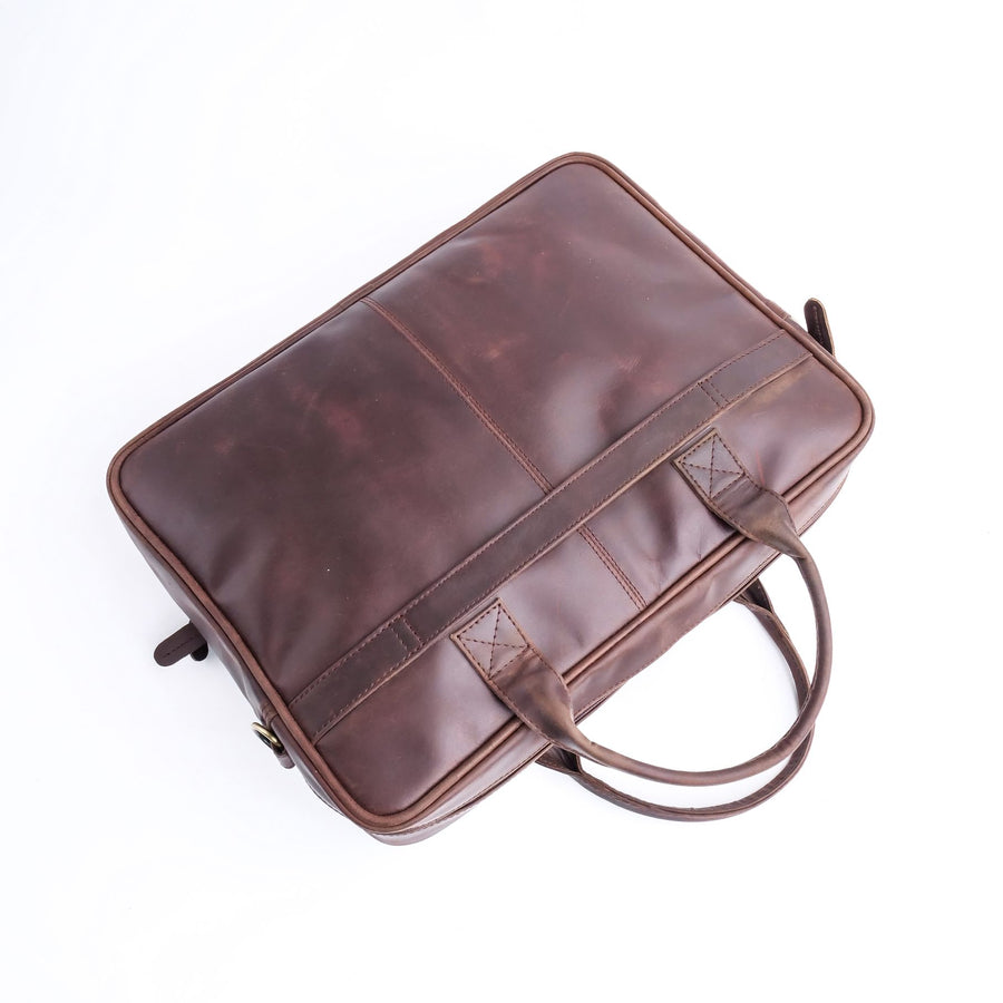 Everyday Companion Leather Laptop Bag-Vintage Midnight Brown - Image 10