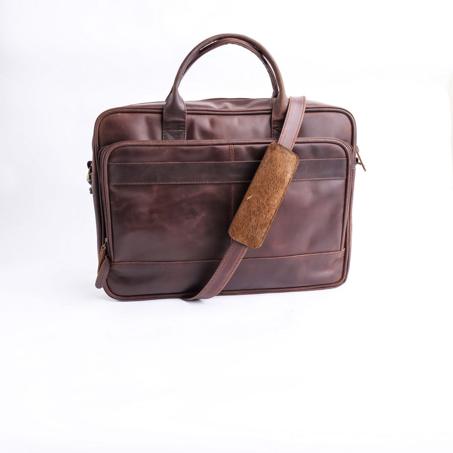 Everyday Companion Leather Laptop Bag-Vintage Midnight Brown - Image 11