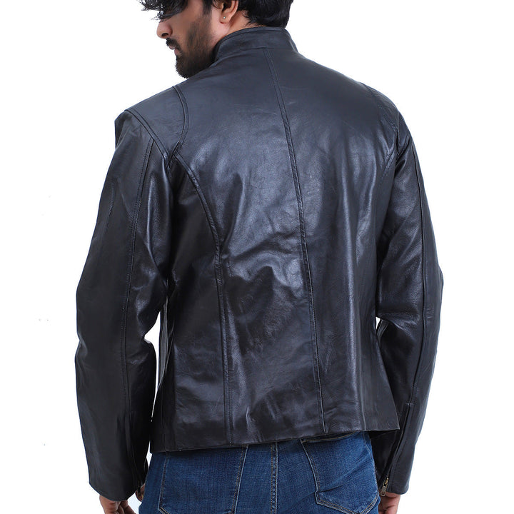 Men's Fashion Biker Black Leather Jacket