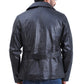 Men's 5 Button Black Leather Coat