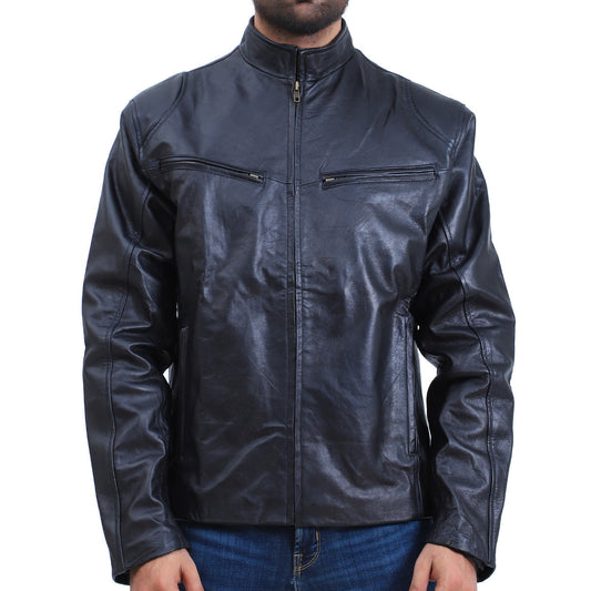 Men's Fashion Biker Black Leather Jacket