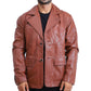 Men's Brown Waxed Leather Batman Leather Coat
