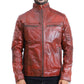 Men's Quilted Sheepskin Brown Leather Jacket