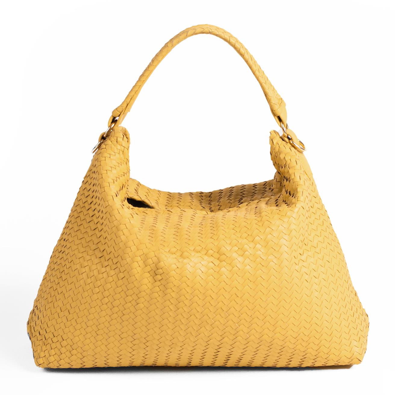 Handmade Woven Original Yellow Leather Bag - Image 1