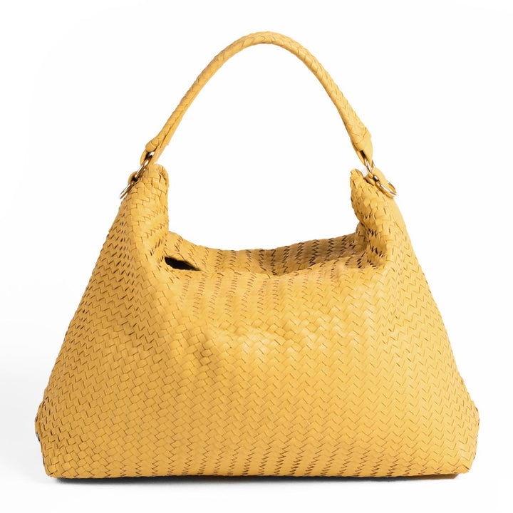 Handmade Woven Original Yellow Leather Bag - Image 1