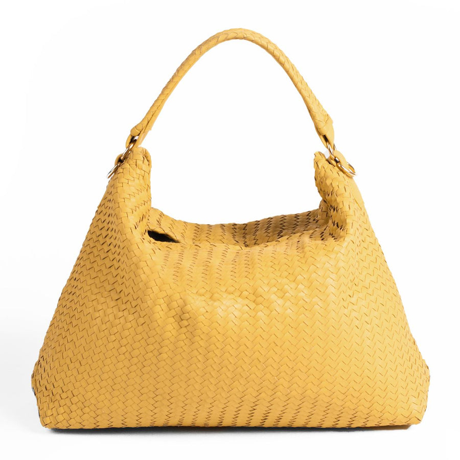 Handmade Woven Original Yellow Leather Bag - Image 1