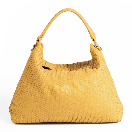 Handmade Woven Original Yellow Leather Bag - Image 1