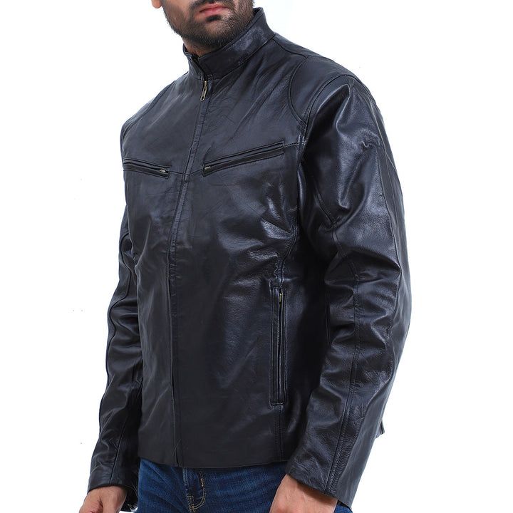Men's Fashion Biker Black Leather Jacket