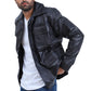Men's 5 Button Black Leather Coat