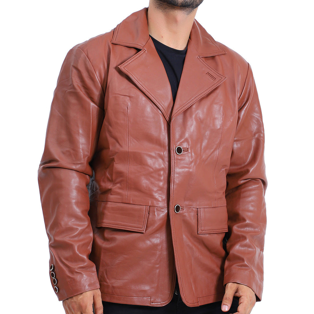 Men's Brown Waxed Leather Batman Leather Coat