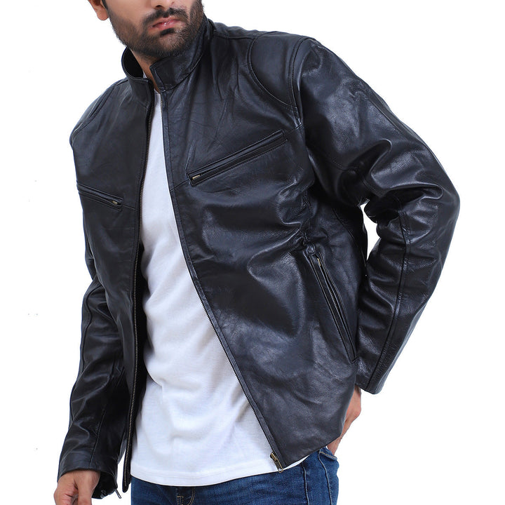 Men's Fashion Biker Black Leather Jacket