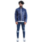 Men's Cafe Racer Blue Biker Jacket