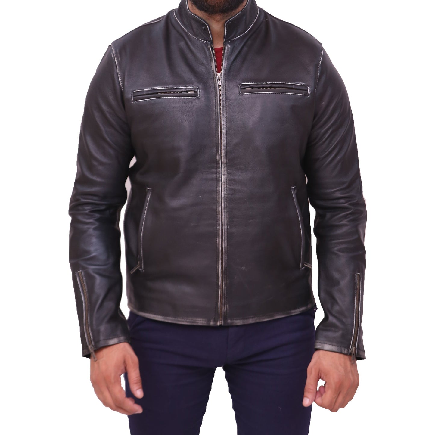 Men's Fashion Stylish Slim Fit Genuine Lambskin Leather Jacket