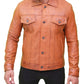 Men's Light Brown Classic Leather Trucker Jacket