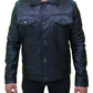 Vintage Men's Black Leather Trucker Jacket