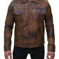 Mens Vintage Classic Leather Trucker Jacket