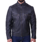 Mens Cafe Racer Black Leather Jacket