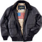 Men's US Navy G1 Black Bomber Fur Collar Sheepskin Leather Jacket