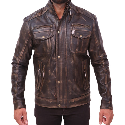 Navy Flight Men G-1 Distressed Brown Bomber Leather Jacket