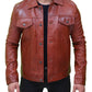 Mens Vintage Classic Brown Leather Trucker Jacket
