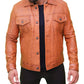 Men's Light Brown Classic Leather Trucker Jacket