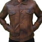 Mens Vintage Classic Leather Trucker Jacket