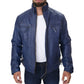 Men's Blue Biker Fashion Slim Fit Pure Leather Jacket