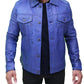 Men's Classic Blue Real Leather Trucker Jacket
