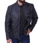 Mens Cafe Racer Black Leather Jacket