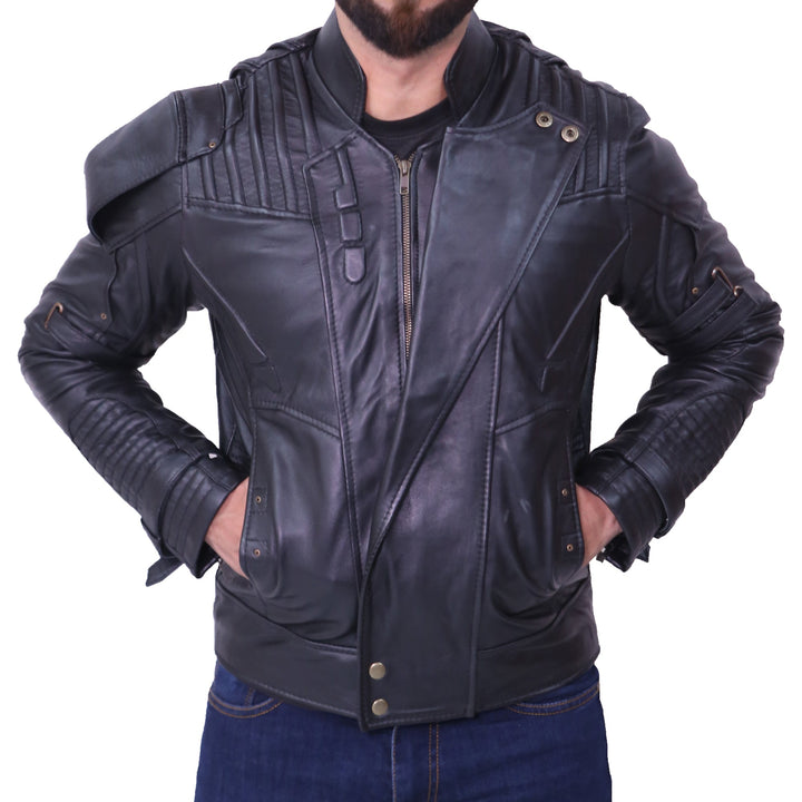 Chris Pratt’s Star Lord Black Leather Jacket