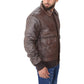 Men's Aviator A-2 Distressed Brown Real Leather Flight Bomber Jacket