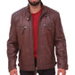 Men's Sheepskin Leather Quilted Brown Jacket