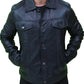 Vintage Men's Black Leather Trucker Jacket