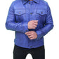 Men's Classic Blue Real Leather Trucker Jacket