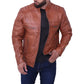 Mens Cafe Racer Brown Leather Jacket