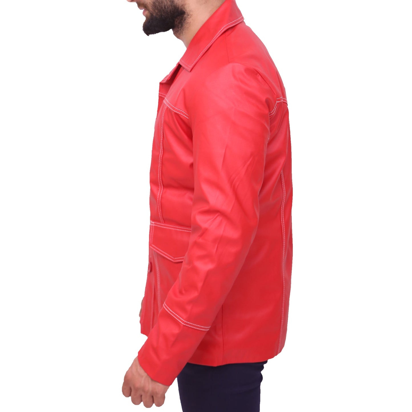 Brad Pitt Fight Club Red Leather Jacket