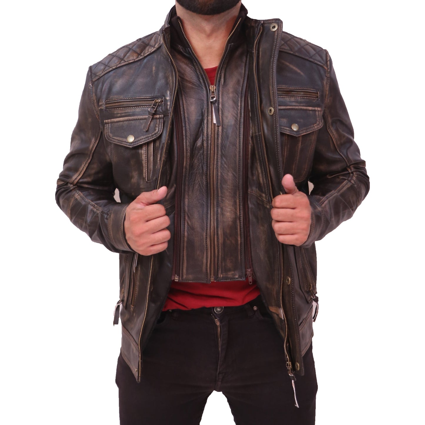 Navy Flight Men G-1 Distressed Brown Bomber Leather Jacket