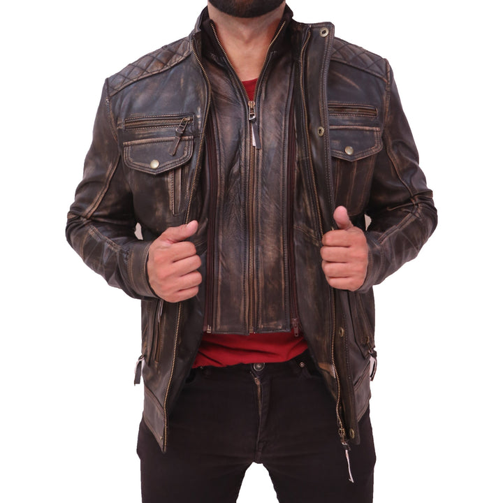 Navy Flight Men G-1 Distressed Brown Bomber Leather Jacket
