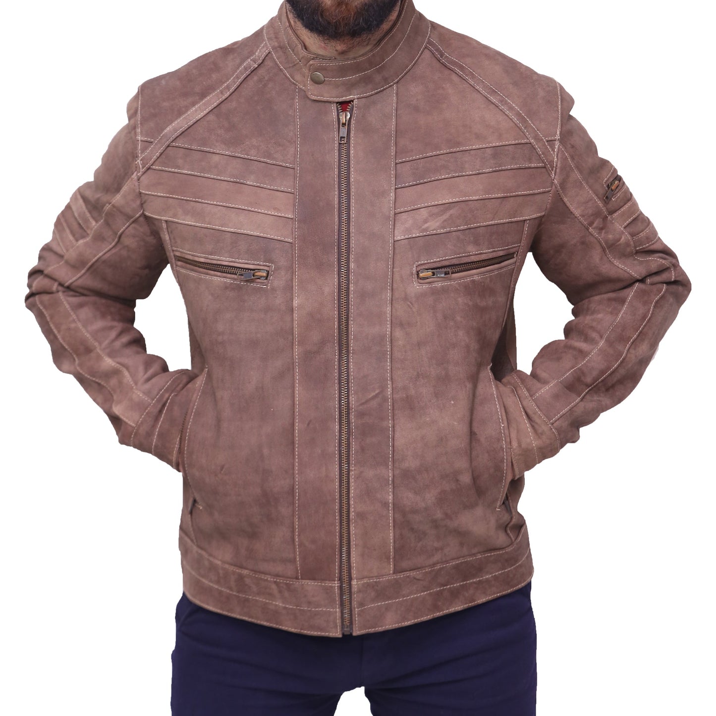 Men's Brown Motorcycle Leather Jacket